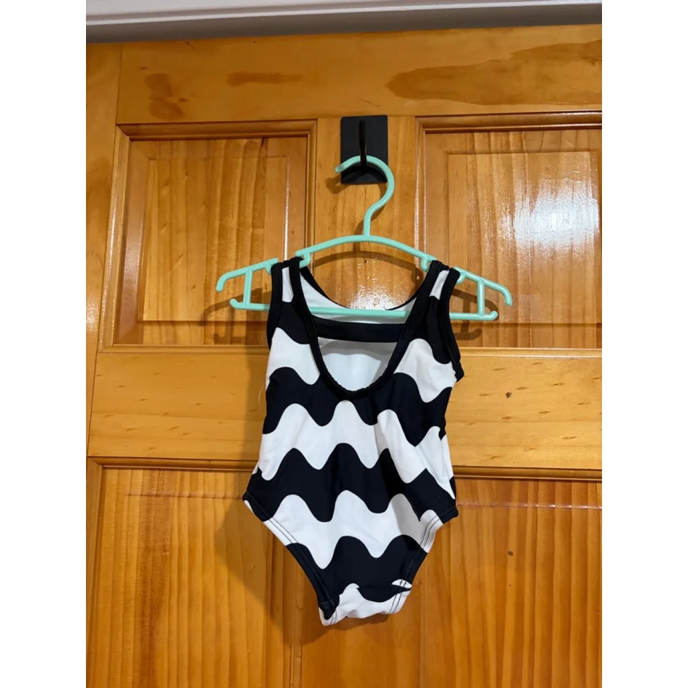 Marimekko for Target Baby Swimsuit 9M Black White Wave One Piece Minimalist Mod
